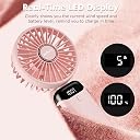 Refluxe Rechargeable Portable Handheld Fan,5000mAh Battery Operated Mini Fan,5 Speeds and LED Display,Long Lasting Desk Fan for Office,Bedroom,Outdoor Activities and Travel (Pink2) gallery image