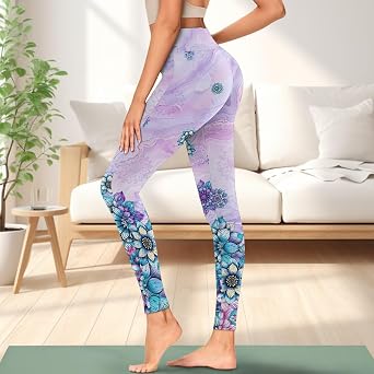 Women Breathable Yoga Leggings with Pockets Tummy Control 4-Way Stretch High Waisted Full-Length Pants
