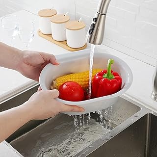 WINDALY Panier d'évier pour laver les légumes et les fruits, support de rangement pour étagère de vidange de cuisine au-dessus de l'évier (1 PCS)
