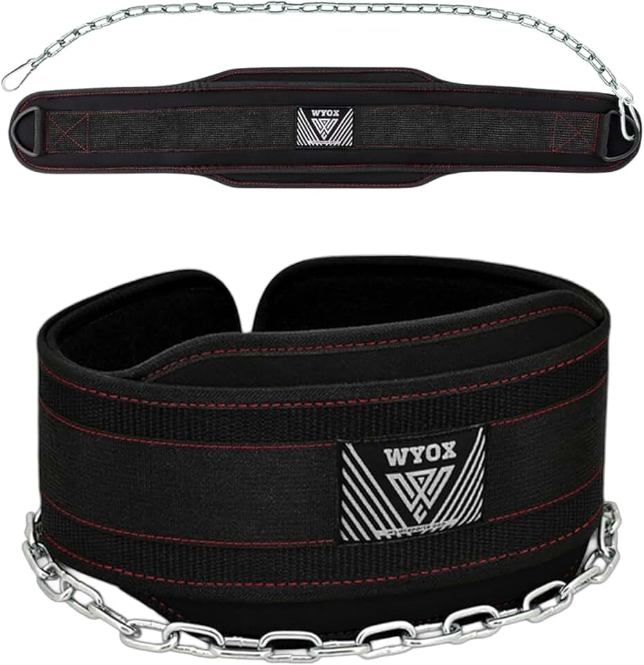 WYOX Cinto de mergulho para halterofilismo, cinto de puxar para homens e mulheres, cinto de ginástica para levantamento de peso, agachamento, musculação, cinto de treino com corrente de aço resistente