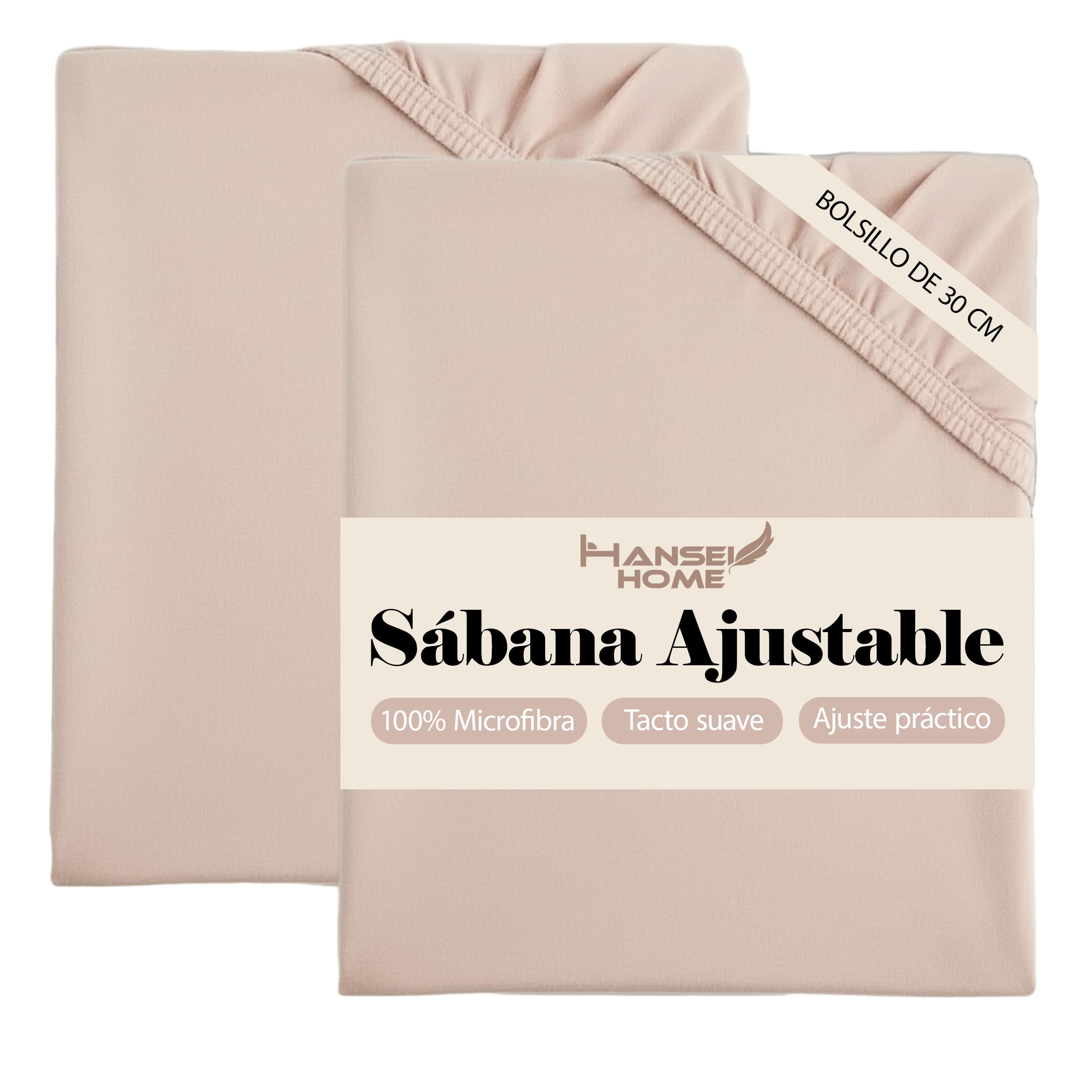 H HANSEL HOME Sábana Bajera Ajustable, Microfibra Transpirable y Suave, Altura 30 cm, Elástico 360° - Sábana Bajera 180x190/200cm – Blanco — view 21