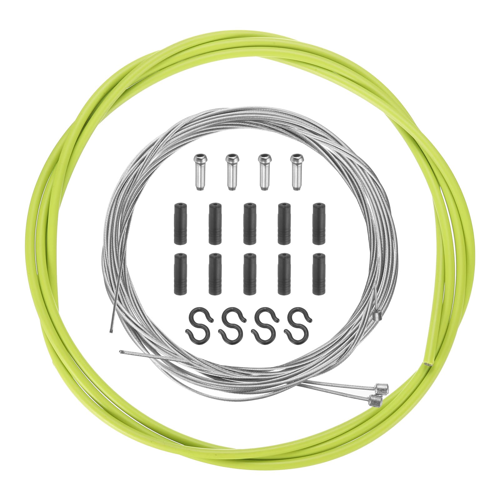 sourcing map Bicycle Shift Cable Housing Set Universal Bicycle Brake Gear Shifter Transmission Cable Cycling Shift Wire Housing Replacement Kit for Road Mountain Bicycle Cycling, Green