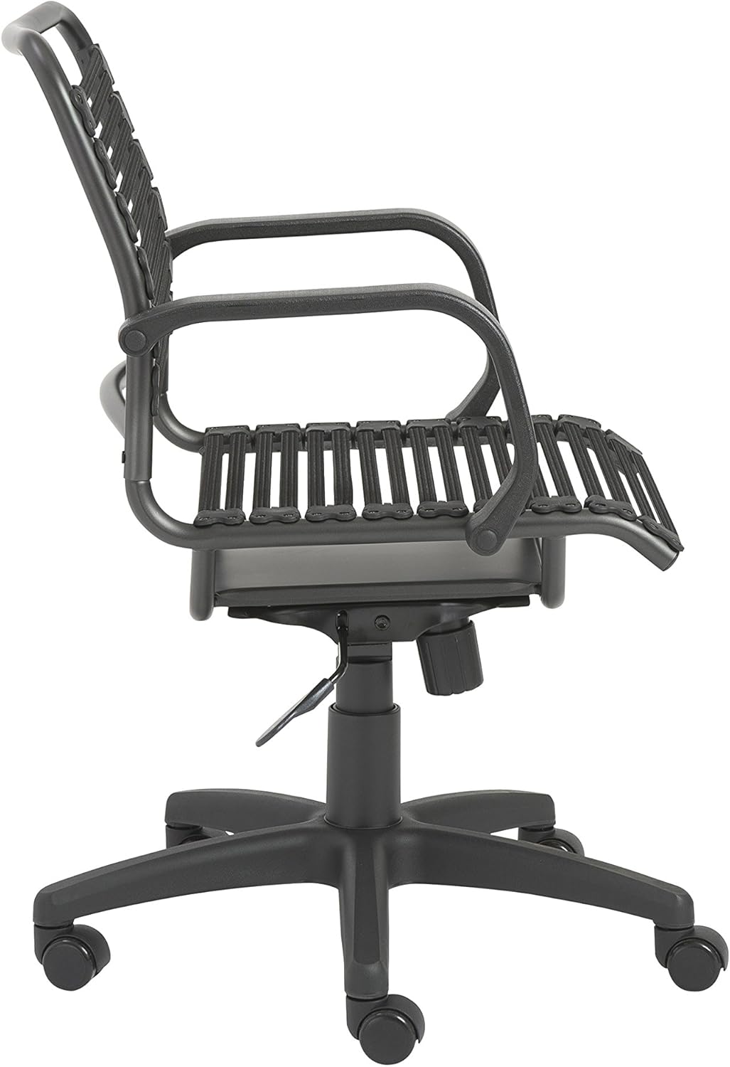 Euro Style Bungie Flat Mid Back Office Chair | Two-Lock Tilt with 360° Swivel | Adjustable Height | Suitable for Home Spaces and Business Settings | Black with Graphite Black Frame and Black Base