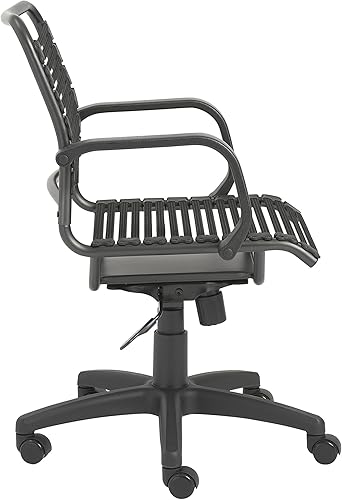 Miniatura 5 de Euro Style Bungie Silla de oficina plana con respaldo medio, inclinación de dos bloqueos con giro de 360, altura ajustable, adecuada para espacios