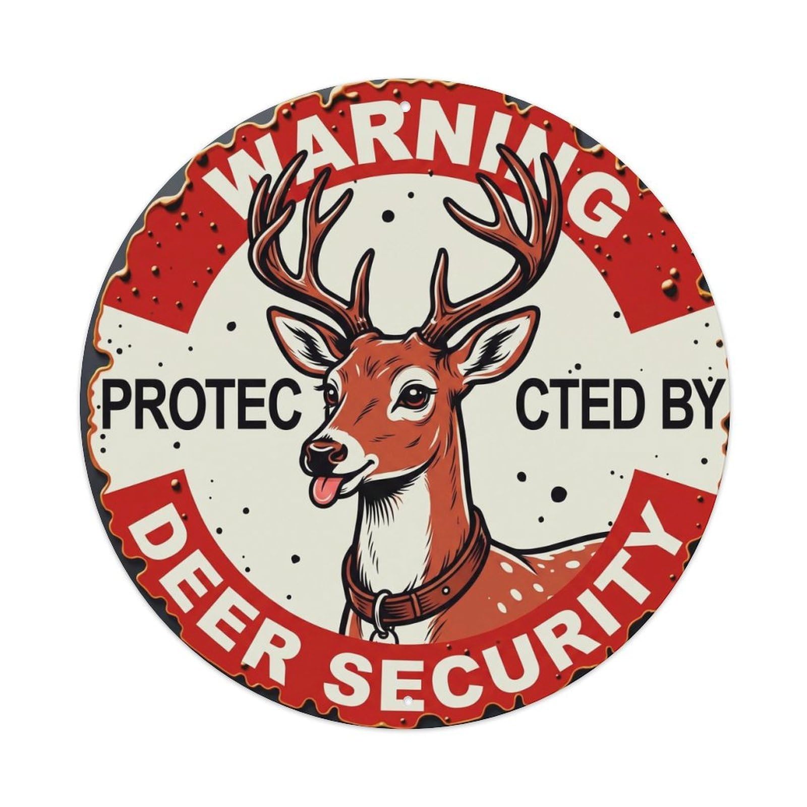 Tgrcjimh Style Metal Tin Sign Warning Protected By Deer Security Vintage