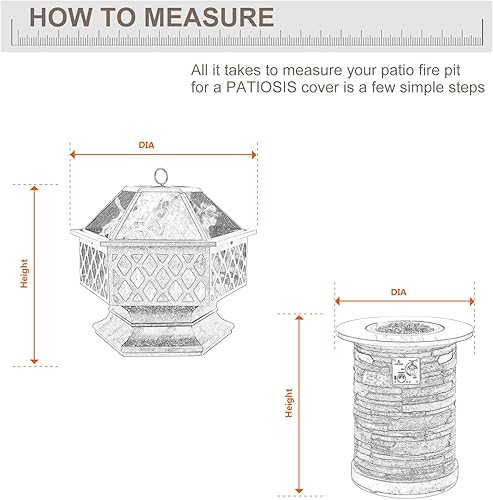 Miniatura 2 de Cubierta redonda gris para hoguera Outoor de 36 pulgadas de diámetro, impermeable, para patio, cubierta de propano para fuego, 600D, resistente a