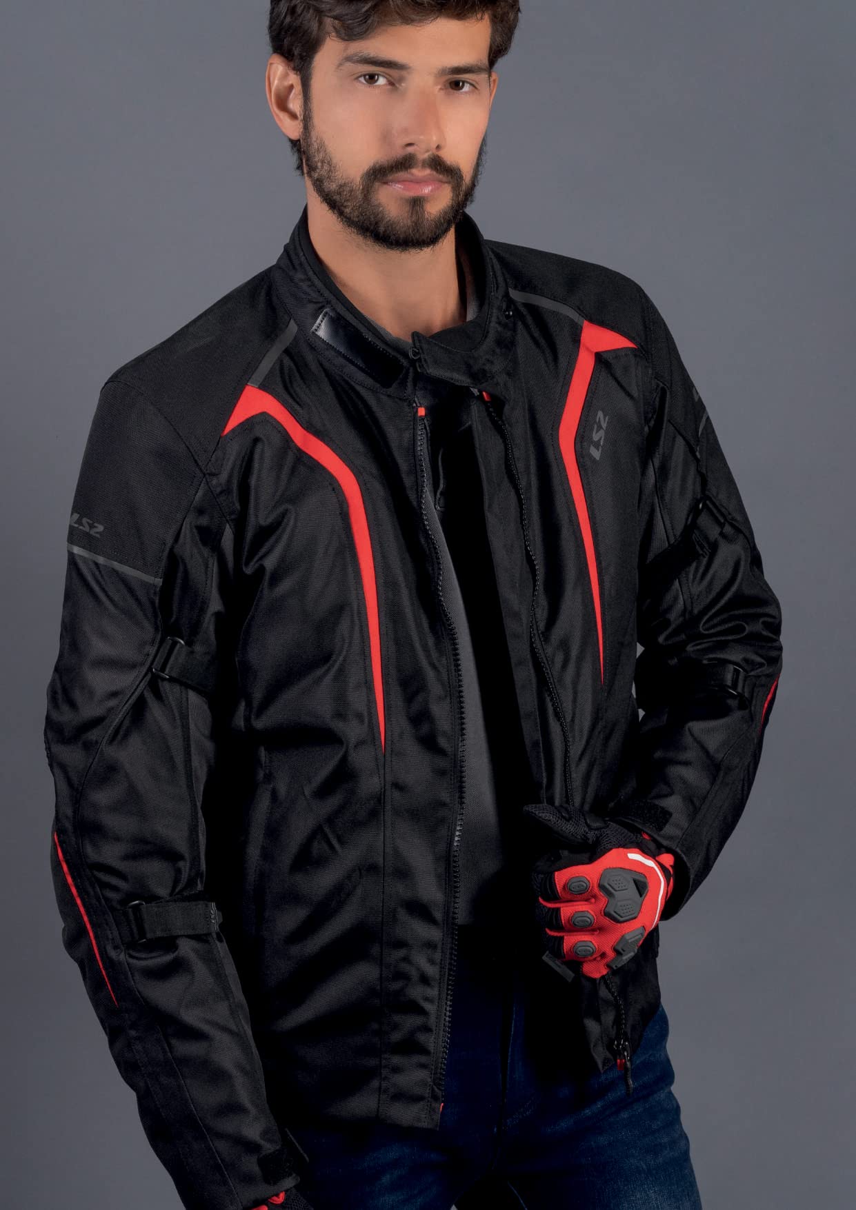 LS2 Motociclista Sepang. Chaqueta Protectora Textil para Motocicleta, Impermeable y Transpirable. con blindaje CE para Hombre