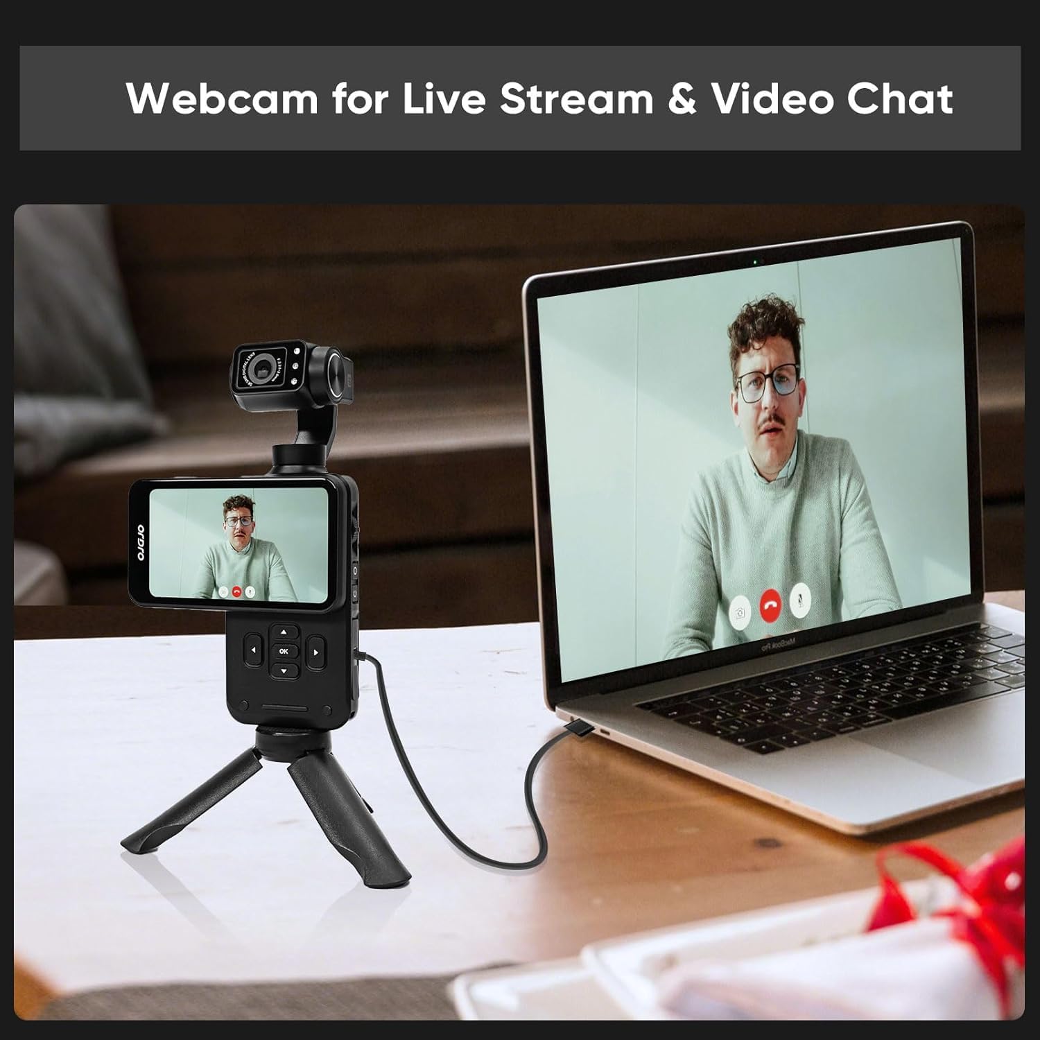 ORDRO M5 Handheld Camera 3-Axis Stabilisation, 5K Video Camera Camcorder for YouTube Vlogs, 3.5'' Rotatable Touchscreen 120° Wide Angle, IR Night Vision, Face Tracking, 64G Card,Stand, Remote