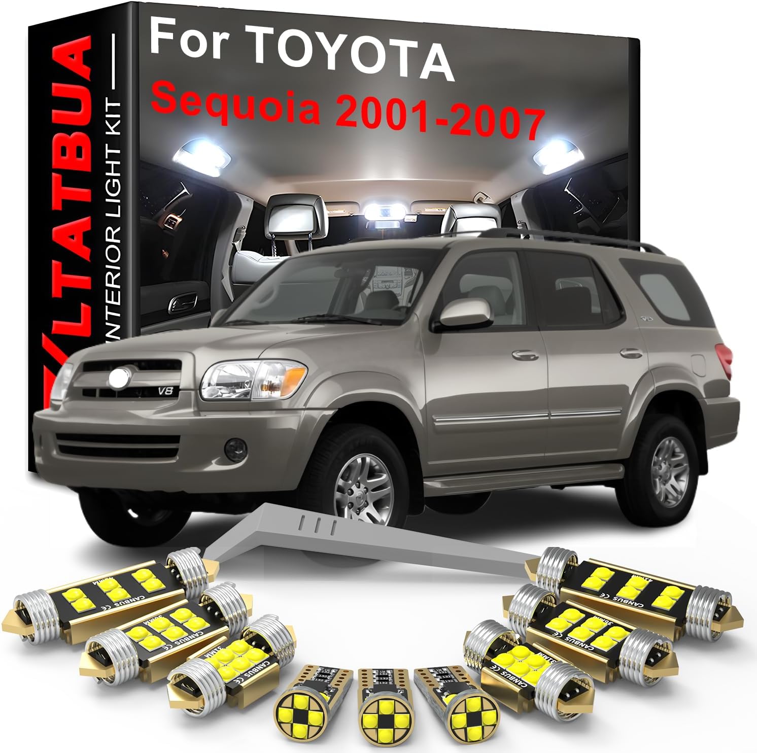 LED Interior Light Kit Package Replacement for Toyota Sequoia 2001 2002 2003 2004 2005 2006 2007