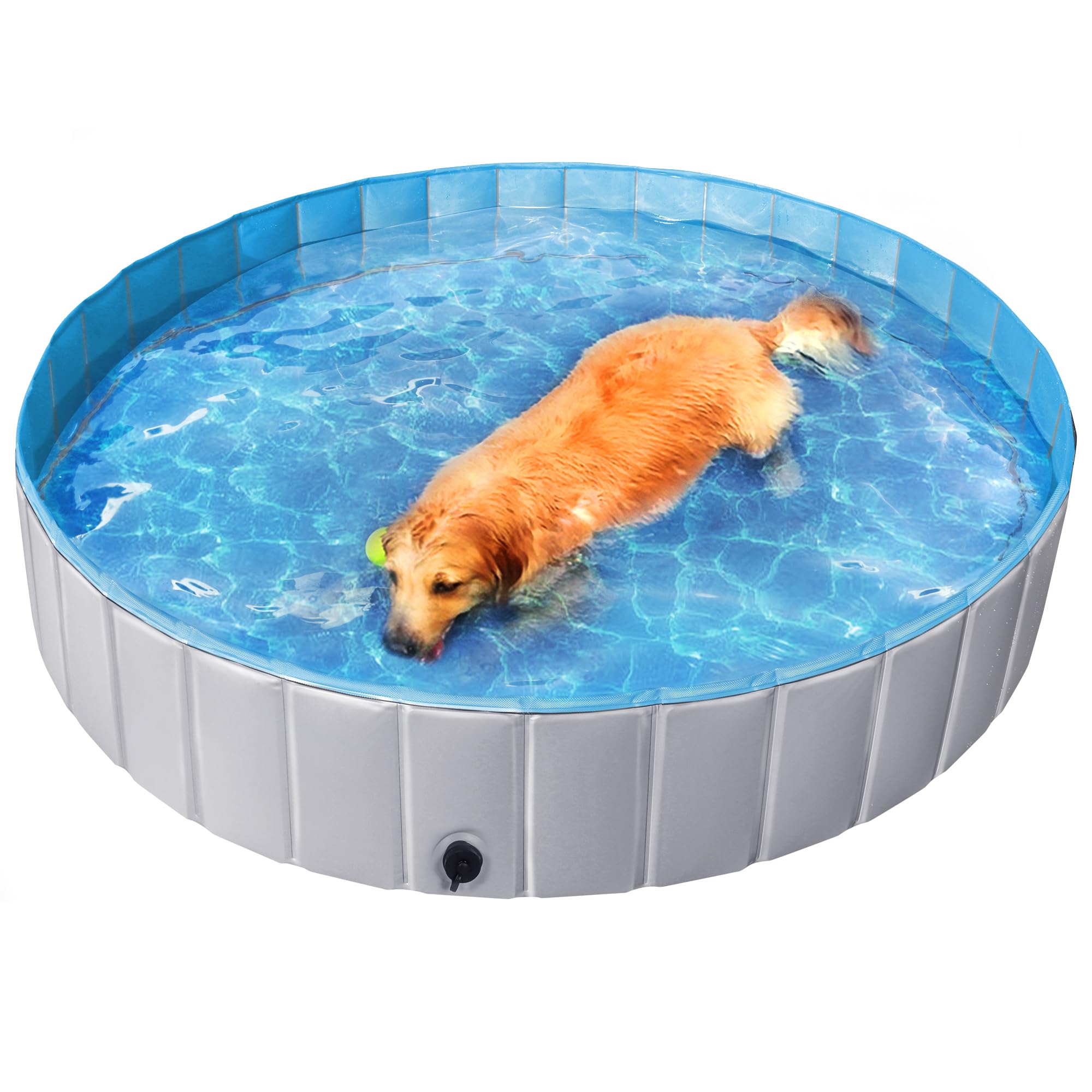 Yaheetech Piscina per Cani Vasca da Bagno Pieghevole per Animali Domestici Gatti Coniglio in PVC da Esterno Interno Grigio 160 x 30 cm