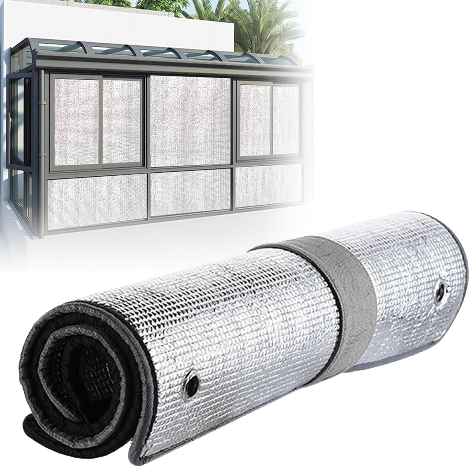 Blackout Glass Film Insulation Film for Balcony Privacy Protection Window Sticker Suction Cups Aluminium Window Film for Home Office Auto(31X79IN)