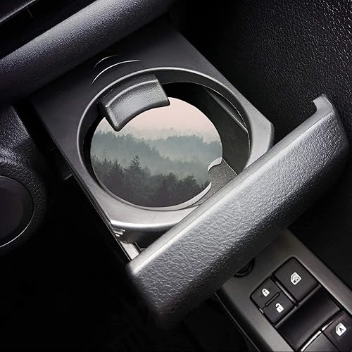 Miniatura 5 de Misty Forest - Posavasos absorbentes para automóvil, portavasos con base de corcho con muesca para el dedo para un fácil movimiento del portavasos