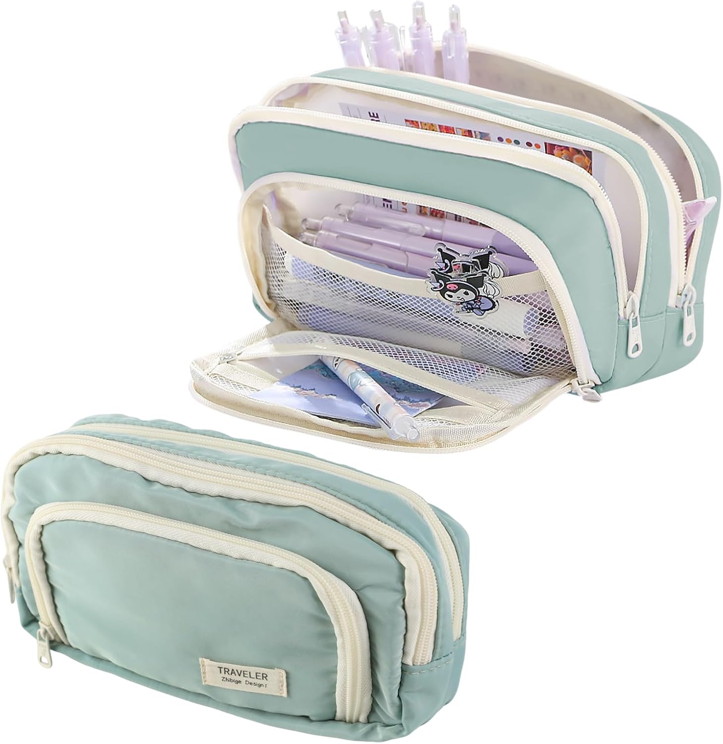 Sciphylia Astuccio Astuccio Grande Capacità Astucci Bambini Ragazzo con 4 Scomparti Materiale Scolastico Stazionario Ufficio Trucco Borsa Astucci per Università Studente Donna Uomo, Blu Scuro