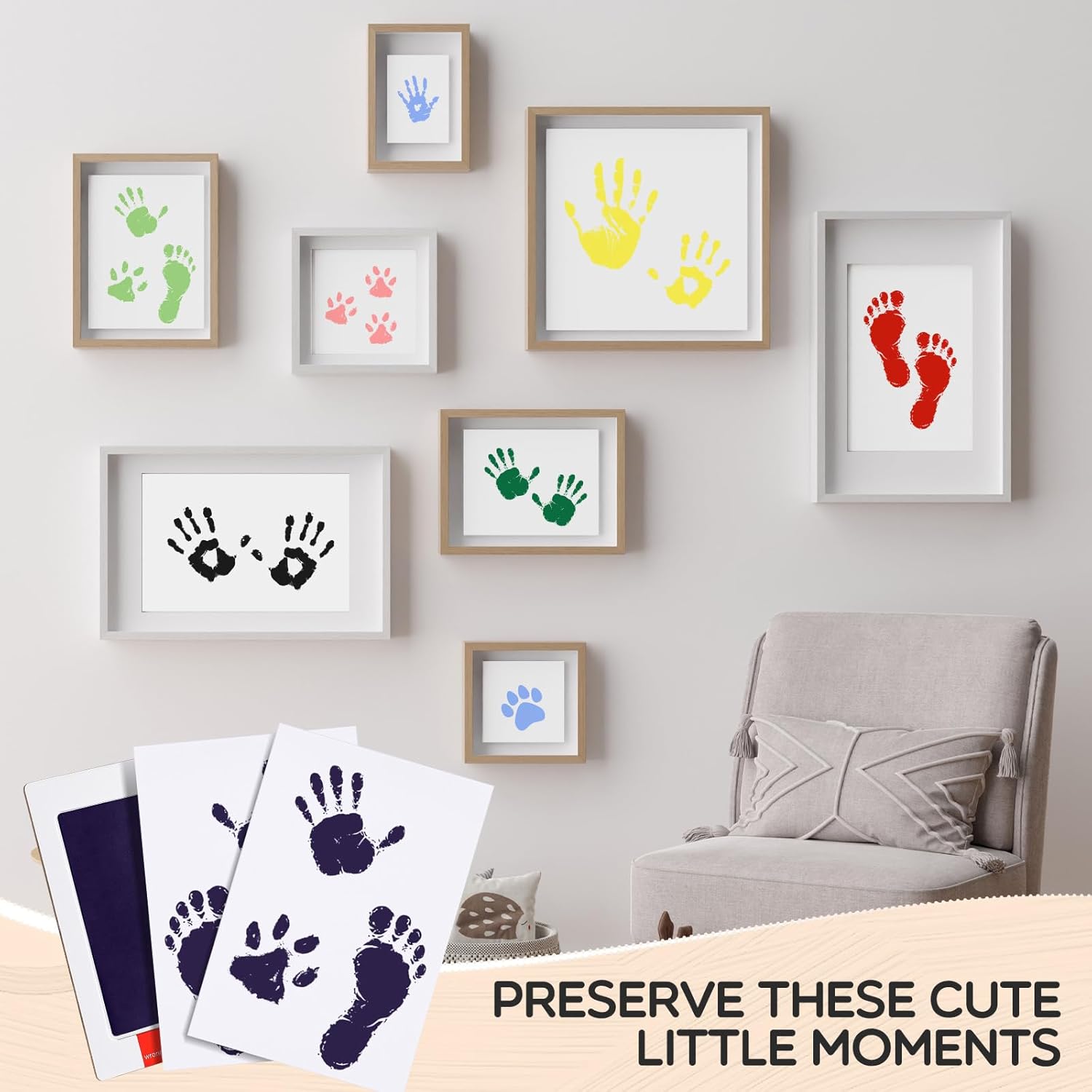 Jetec 30 Set Inkless Baby Footprint and Handprint Kit, Clean Touch Ink Pad for Baby Hand and Footprints, Dog Paw Print Kit with Ink Pads and Imprint Cards for Newborns Babies Pets Gifts (12 Colors) - Image 5