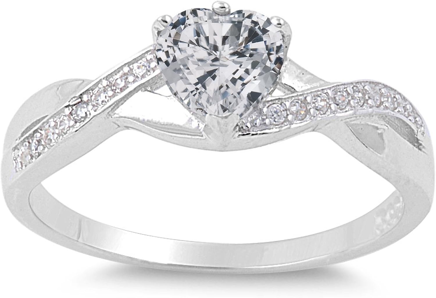 CHOOSE YOUR COLOR Sterling Silver Heart Promise Ring
