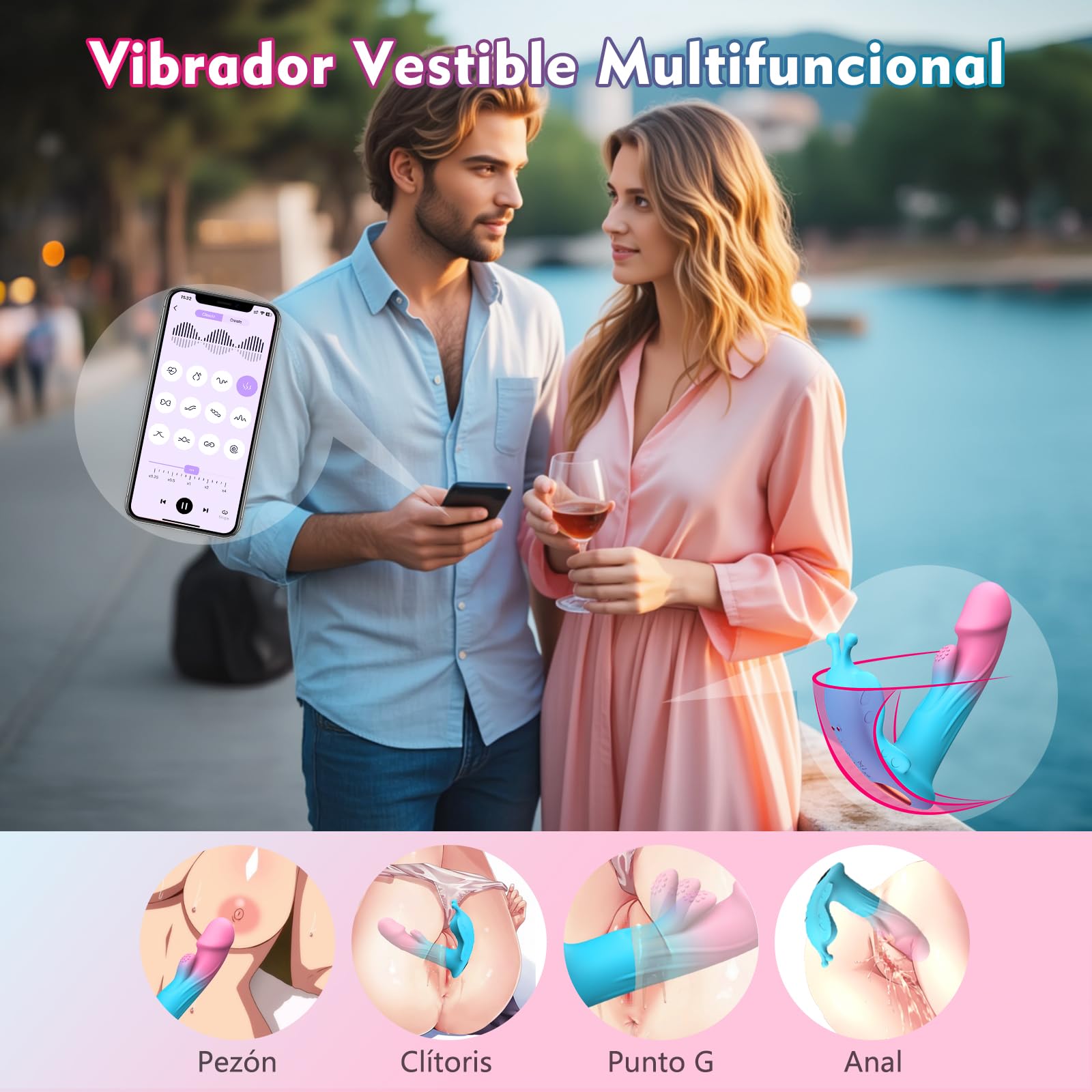 Vibrador Mando Distancia Juguetes Eróticos para pareja Sexuales - Vibradorador Mujer Juguetes Eróticos con 10 Modos de Pulsación & Vibración, Vibrador Control Remoto APP Vibradorador Clítoris Sex Toy