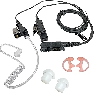 MaximalPower Replacement Earpiece Headset for XPR3300 XPR3000 XPR3300e XPR3500 XPR3500e with PTT Mic Acoustic Tube 2-Wire Surveillance Earpiece (Combo)