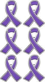 6Pcs Awareness Enamel Ribbon Lapel Pins Ribbon Brooch Pin for Charity Events Survivor Campaign Party Favors Supplies