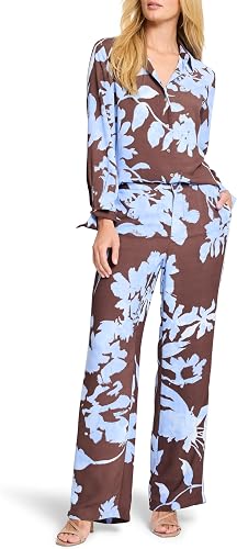 NIC+ZOE Cloud Blossom Woven TOP, Brown Mix, L