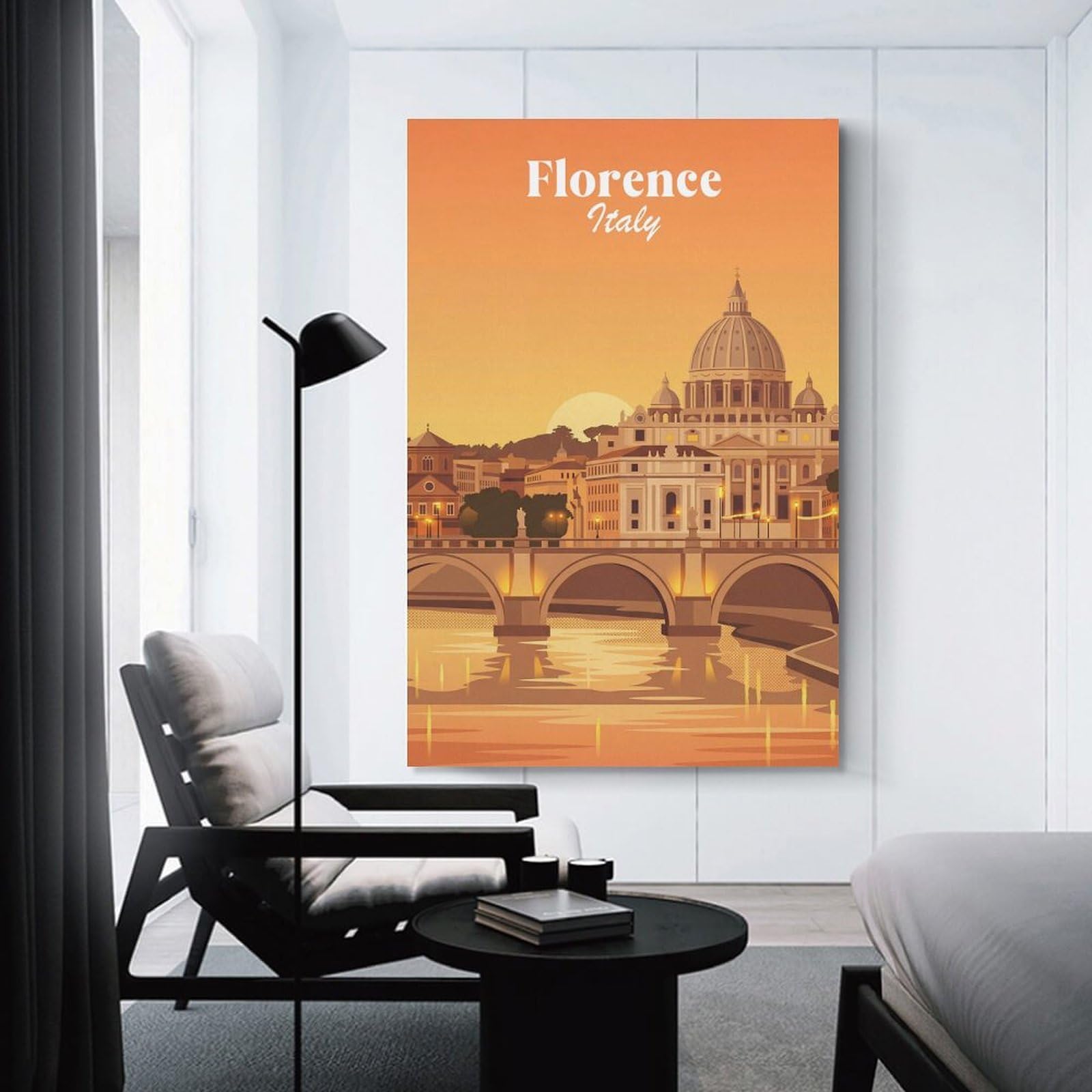 Junmoney Florence Italy Decorative Wall Artwork, 24x36inch(60x90cm), for Study, Office Or Focused Interiors, A Smart Decor Choice for Study Walls