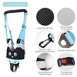 IULONEE Baby Walking Harness Breathable Handheld Kids Toddler Helper Assistant Adjustable Infant Walker Help Baby Walk Stand Up Child Learning Belt for 8-24 Month Old Babies Activity (Blue)