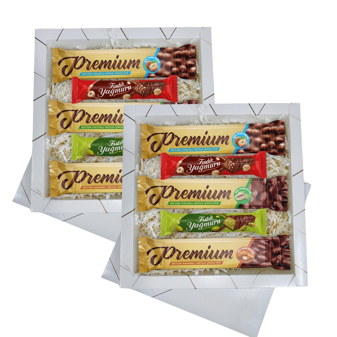 Chocolate Dream Treat Pack, Pistachio Chocolate 2.65 oz, Hazelnut Chocolatee 2.6 oz, Almond Chocolatte 2.65oz, Hazelnut Rain 1.41 oz, Pistachio Rain 1.41oz, Eid, Valentine's Day, (Pack of 2)