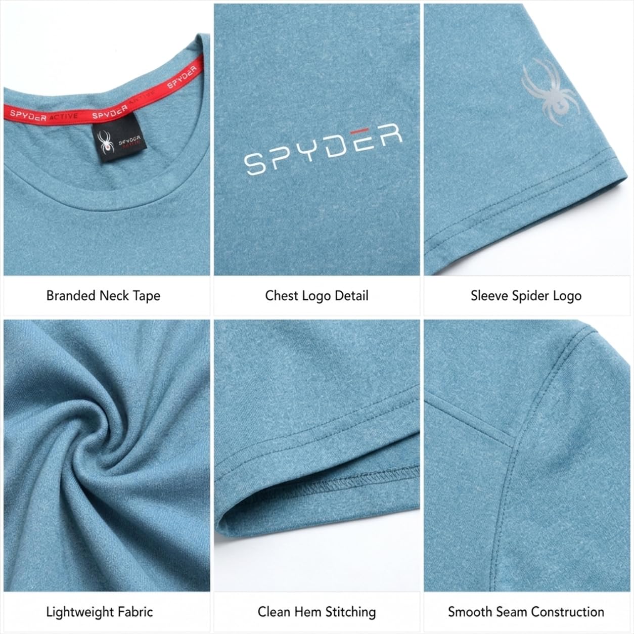 Spyder Herren Active Shirt - Tailliertes Kurzarm-Performance-Trainingsshirt mit Rundhalsausschnitt - Dry Fit Workout-Shirt für Männer (S-XL)