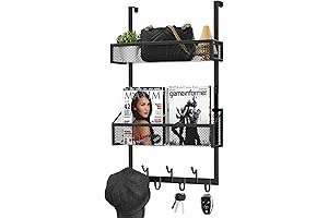 Over The Door Hooks Organizer, Waterproof Hanger Towel Rack with 7 Hooks...