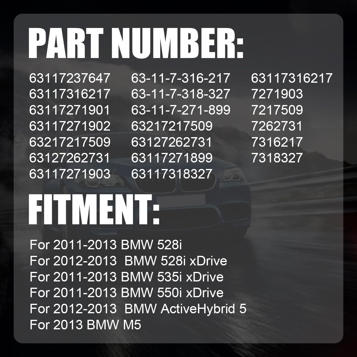 Right & Left Xenon Ballast Bulb LED Module Diode Kit 63117271901 63117271902 Fit for B-m-W 5 Series M5 528i 535i 550i xDrive 11-13 Automotive Ballast Control Module Unit Headlight Drive Unit