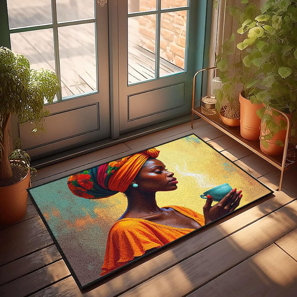 Paillasson A Woman in Vibrant Tenu tapis chic de chambre 65x90cm