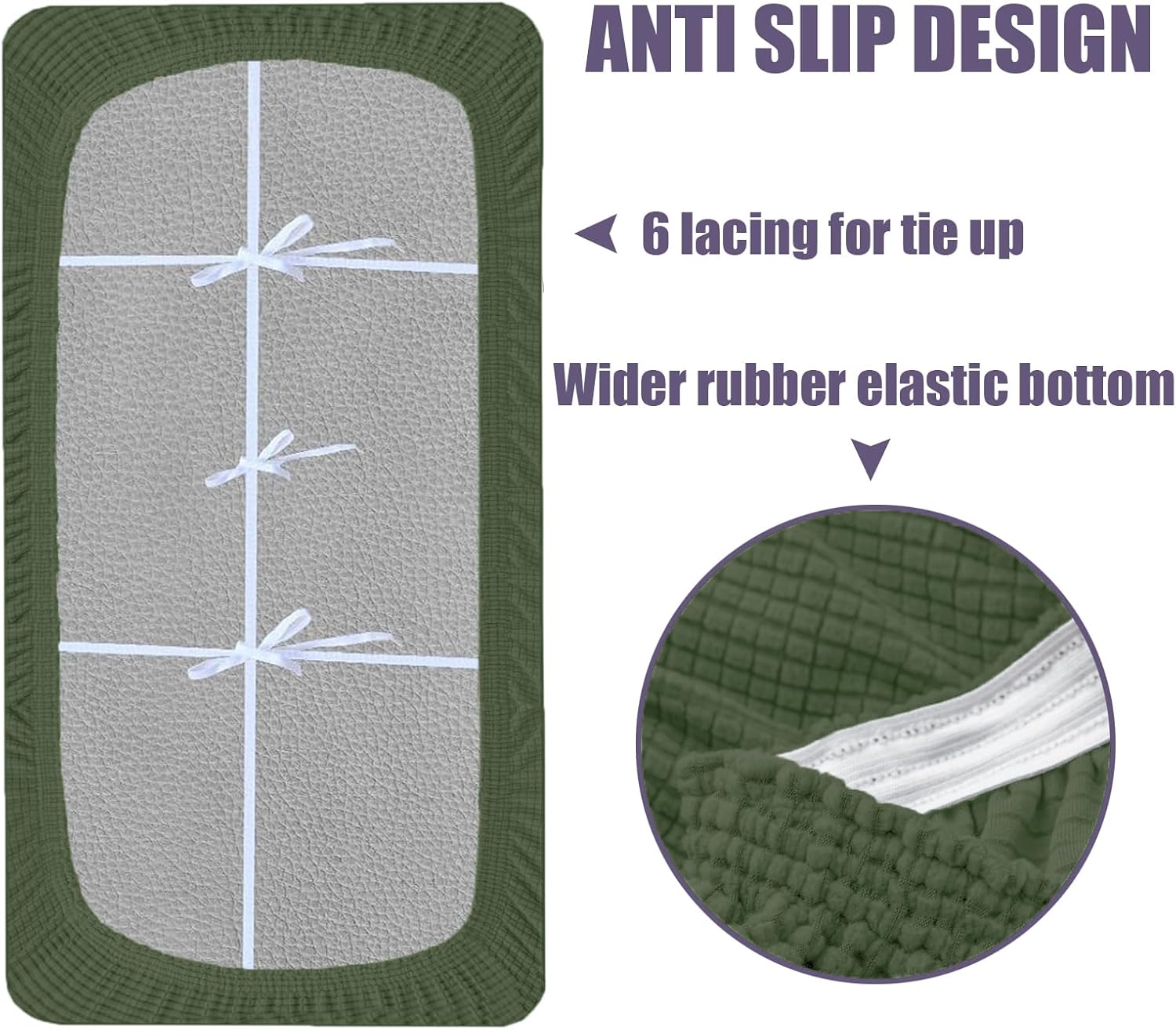 UNBBRRL Stretch Jacquard RV Dinette Cushion Covers Camper Car Bench Cushions Cover with Seat Cushions and Backrest Cushions, Sofa Slipcover for Loveseat or Futon (Army Green)