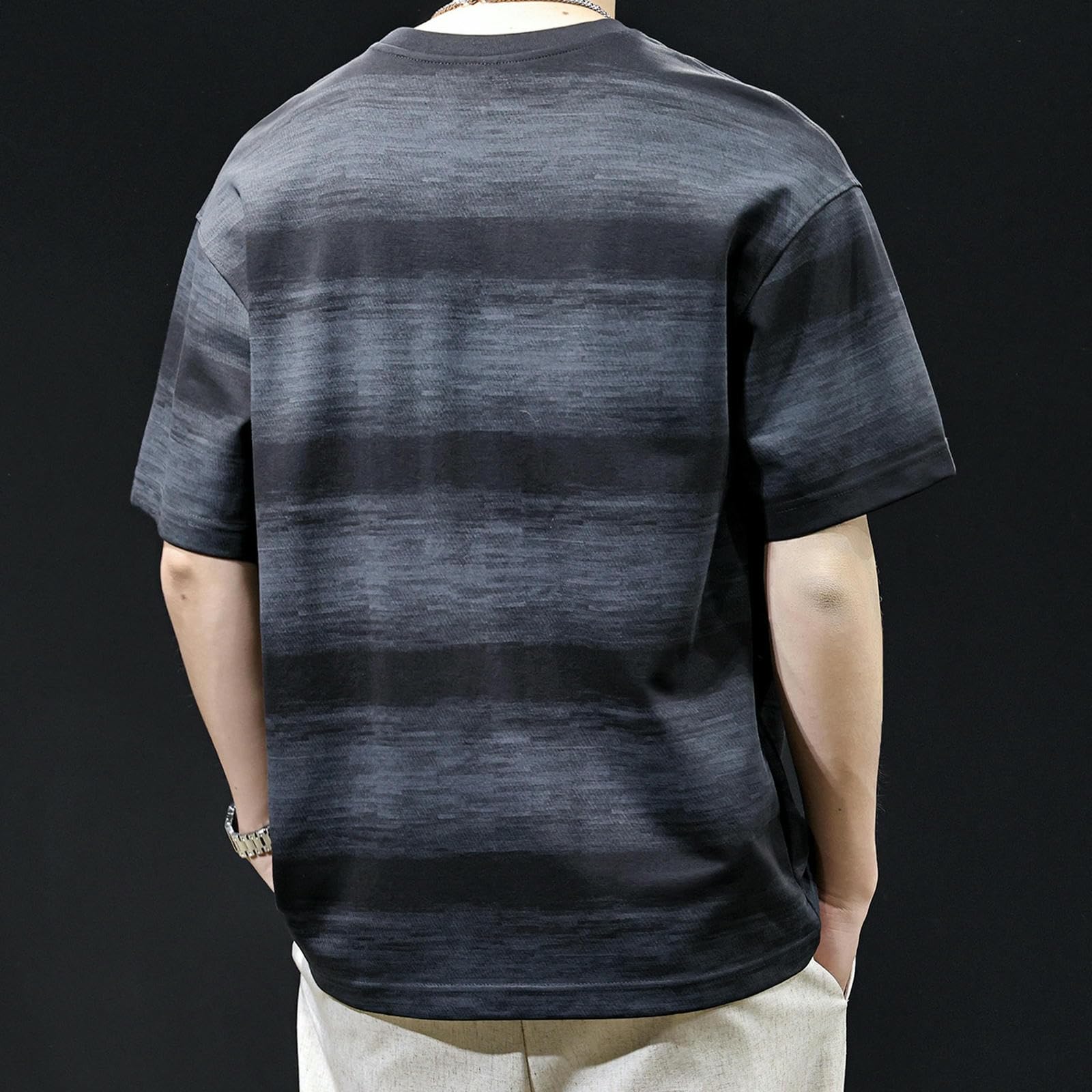 Oversized Tshirt Herren Gestreiftes Kurzarm-T-Shirt Für Herren; Lockeres, Lässiges Sommeroberteil In Übergröße, Geeignet Für Den Alltag