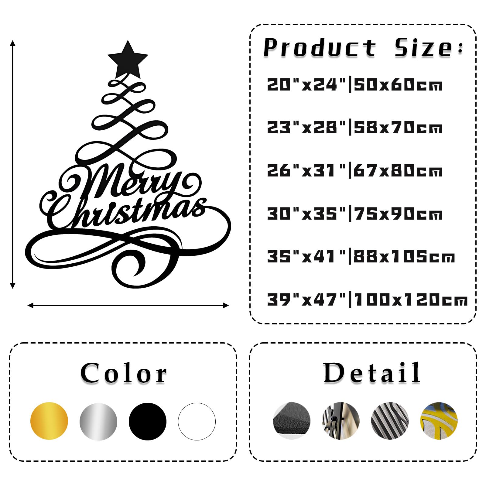 Decoración de pared abstracta contemporánea de metal con diseño de árbol de Navidad, arte en espiral, adorno familiar para colgar, regalo para el hogar con diseño en espiral (negro, 100 x 120 cm)
