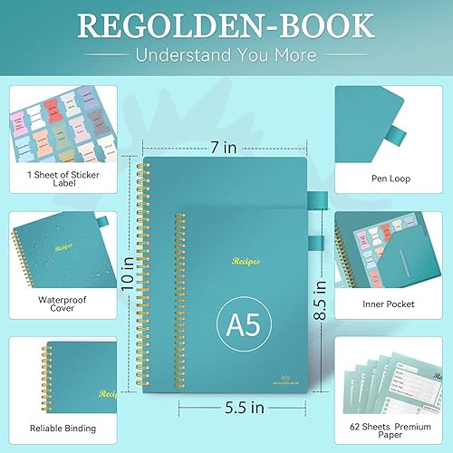 Miniatura 5 de Libro de recetas para escribir en tus propias recetas, cuaderno de recetas en blanco con pestañas para los amantes de la cocina familiar,