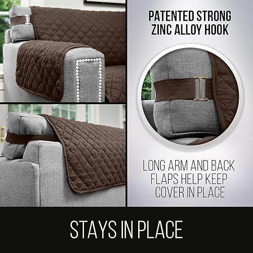 Miniatura 3 de Sofa Shield Juego de 2 protectores de sofá, color chocolatebeige, un sofá para asiento de hasta 70 pulgadas de ancho y un sofá para asiento de hasta