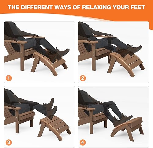 Miniatura 7 de YEFU Adirondack - Otomana para patio, reposapiés Adirondack, reposapiés plegable Adirondack, resistente a la intemperie para silla Adirondack,