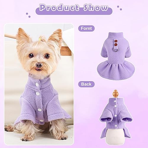 Miniatura 2 de Ropa para perros  Suéter para perro pequeño  Vestido de arnés para perro, vestidos de forro polar para perros pequeños, vestido de invierno cálido