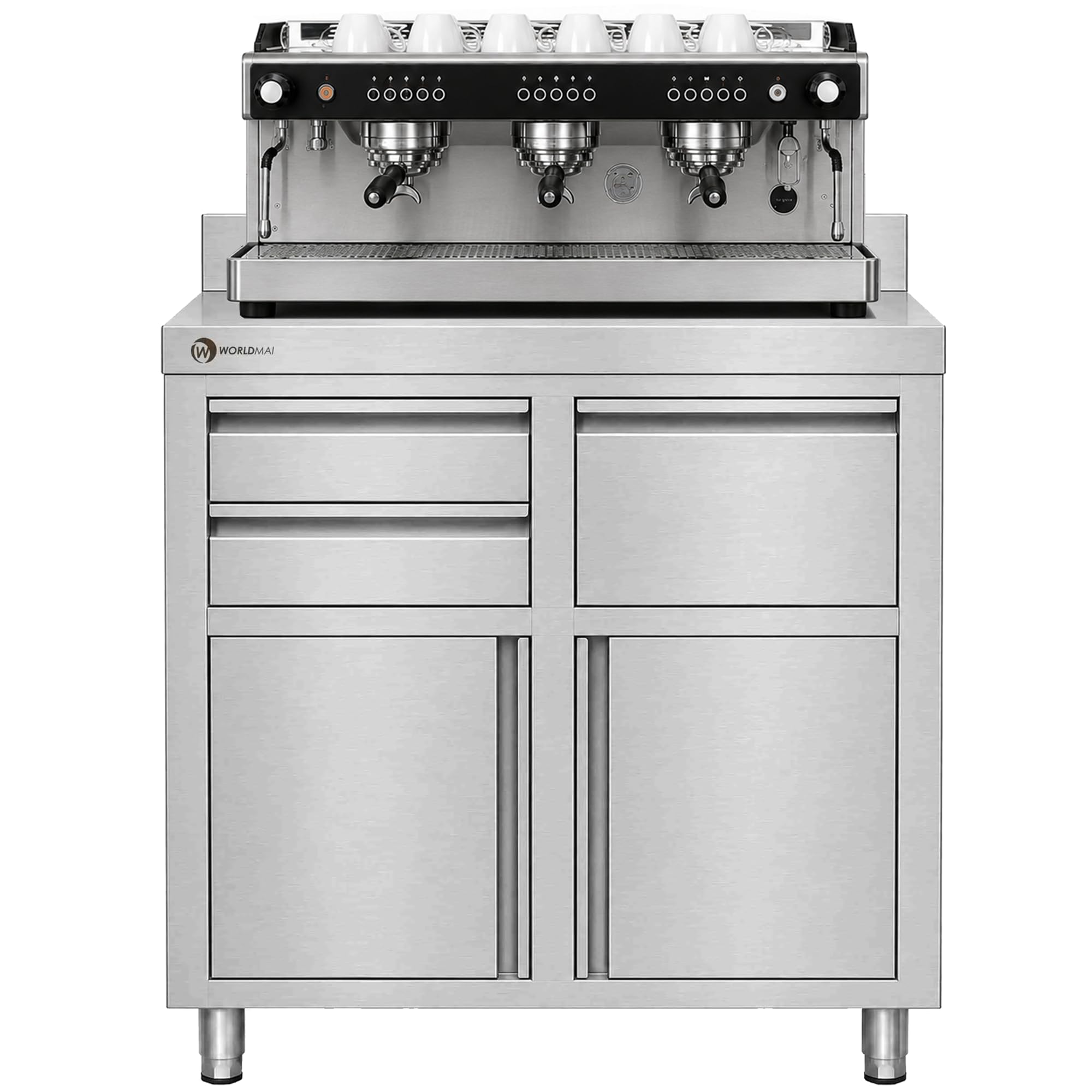Mueble cafetero Industrial en Acero Inoxidable 100 x 60 cm hostelería. Mesa Profesional para máquina de café de Bar y Restaurante