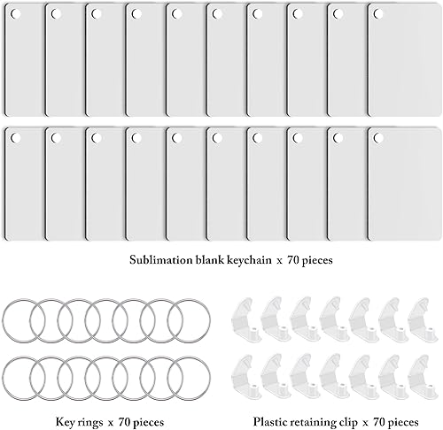 Miniatura 2 de Duufin 210 Pieces Sublimation Keychain Blanks Double Side Heat Transfer Blanks MDF Blank Board Key Rings Blanks for Sublimation DIY and Craft