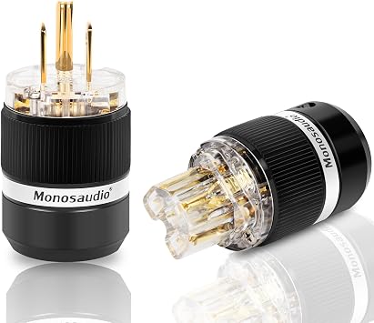 Monosaudio HiFi Power Plug Pure Copper 15A/125V 10A/250V IEC C13/C15 Power Connector Hi-end Audio Power Plug for DIY Audiophile Power Cord HiFi Audio AC Power CableGold PlatedM101G/F101G