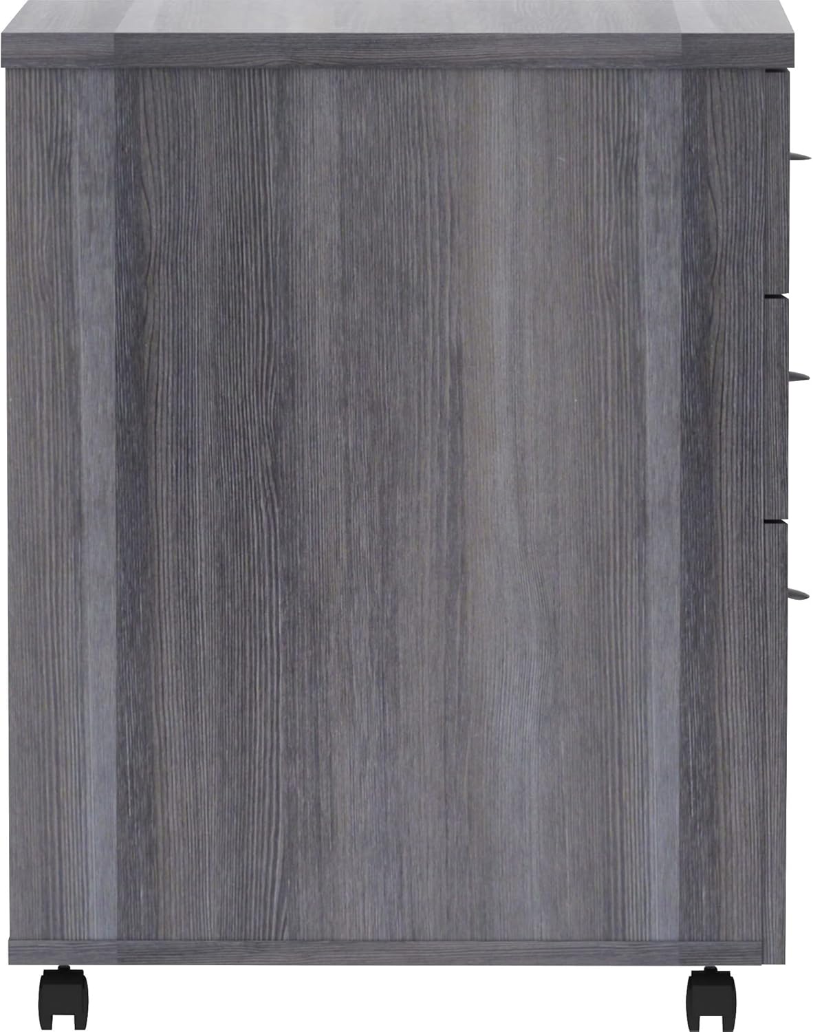 Lorell Weathered Charcoal Laminate Desking Pedestal - 3-Drawer