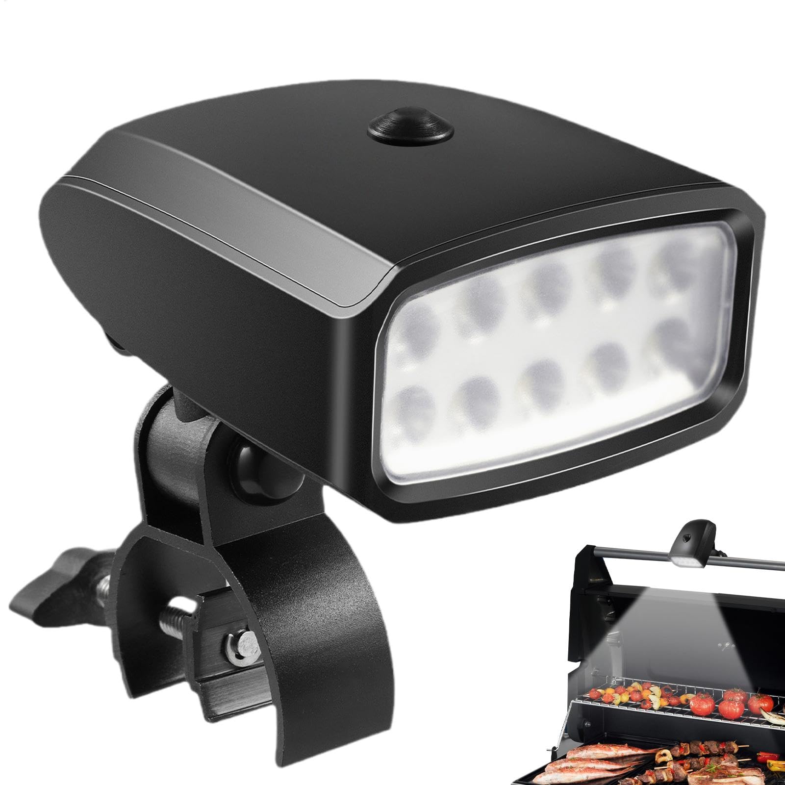 Lámpara de parrilla para exteriores, lámpara LED para barbacoa, diseño giratorio de 360 grados, 10 cuentas LED, 120 lm, funciona con pilas