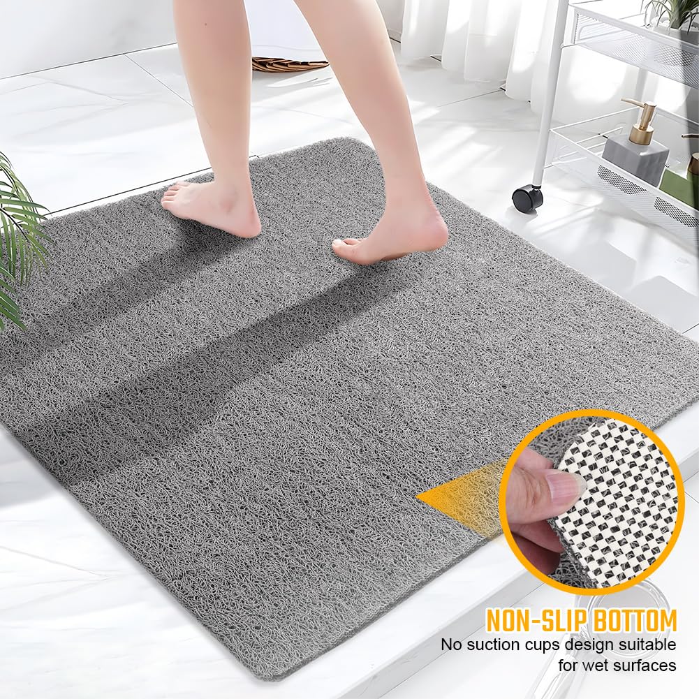 Tappetino Doccia Antiscivolo 60x60 Cm - Morbido, Anti Muffa, Lavabile, Grigio, Stile Luffa
