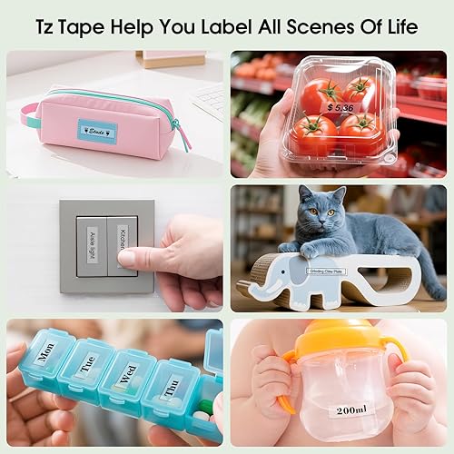 Miniatura 6 de Paquete de 2 cintas para etiquetadoras TZe-131 de 0.472 in 0.47 laminadas transparentes, compatibles con Brother P Touch TZe-131 Negro sobre cinta