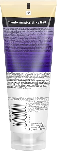 John Frieda Violet Crush Intensiv Silber Shampoo – Inhalt: 250 ml – Haartyp: blond mit Gelbstich (natürlich, coloriert oder gesträhnt) - 2