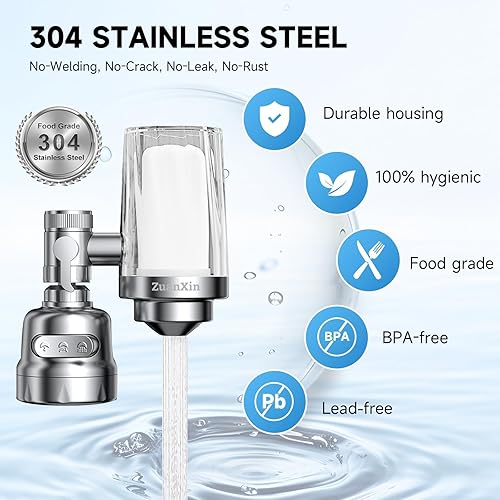 Miniatura 6 de Filtro de agua para grifo de fregadero, con filtro de agua giratorio de 360 grados, purificador de agua para fregadero de cocina, filtro de agua de