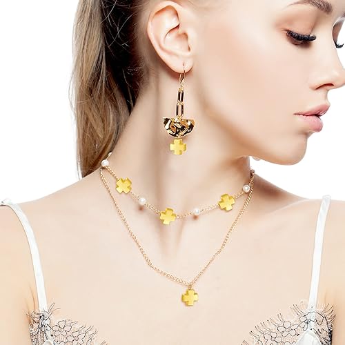 Miniatura 6 de 100 cuentas espaciadoras de cruz dorada, crucifijo, cuentas espaciadoras chapadas en oro, pequeñas cuentas de cruz de metal antiguo para