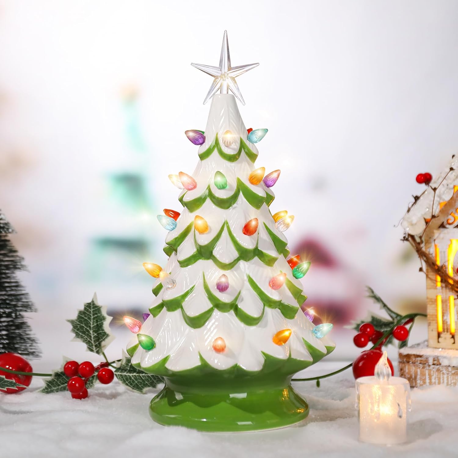 Chonsun Ceramic Christmas Tree 13 Inch Tabletop Christmas