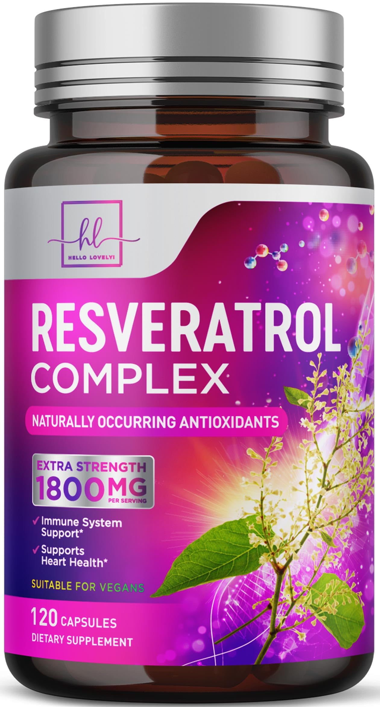 Resveratrol Blend 1800mg Supplement - Extra Strength Antioxidant Complex for Healthy Aging & Immune Support, Natural Heart Health & Energy Support, Bioavailable Trans-Resveratrol - 120 Capsules 120 Count (Pack of 1)