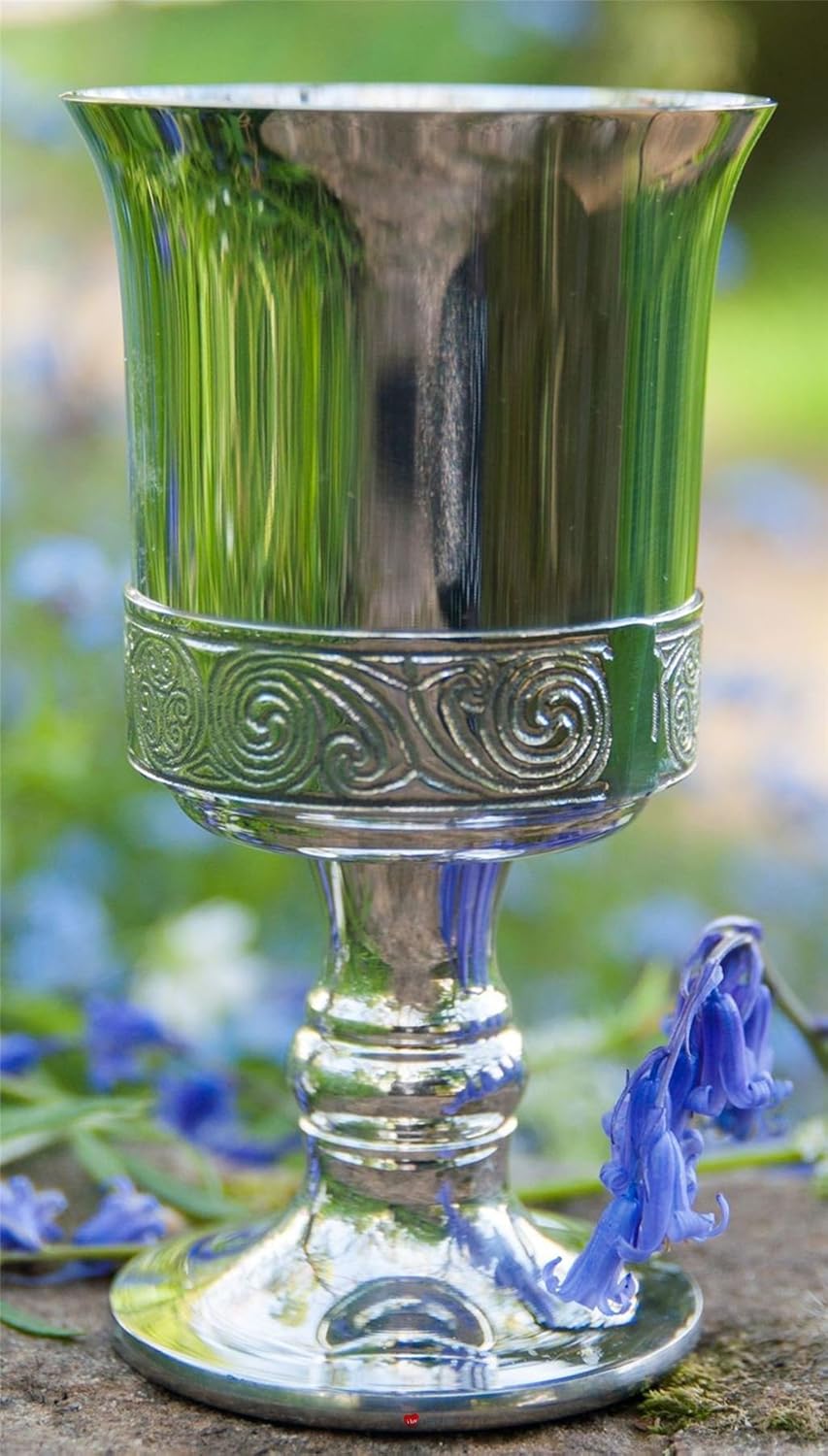 I LUV LTD Wine Goblet classic Flared Bowl on Stem Pewterware With Kells Design Possible for Engraving and For Weddings